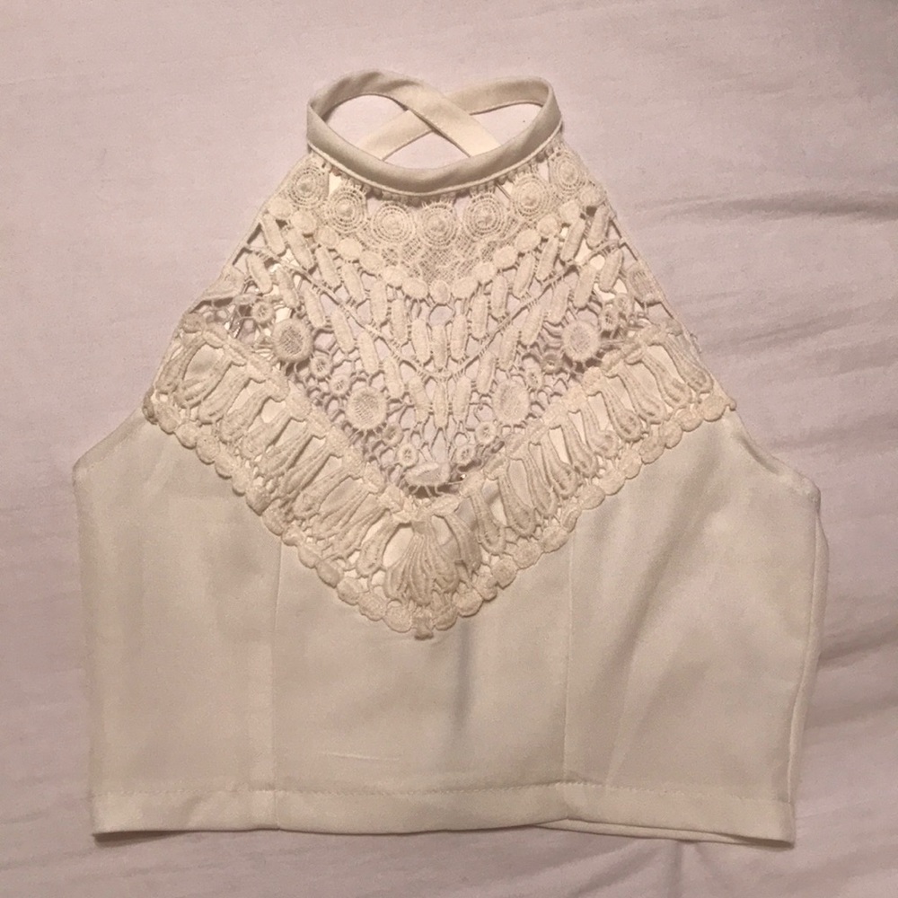 LF White Crochet Crop Top XS Size 6